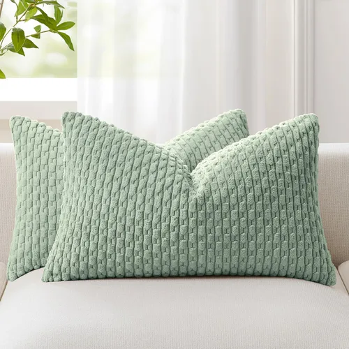 Vista 43 de Kevin Textile - Juego de 2 fundas de almohada decorativas de pana suave, estilo bohemio, a rayas, decoración del hogar para sofá, cama, sofá y sala