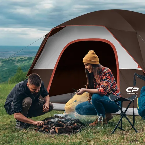 Vista 8 de CAMPROS CP Tents for Camping 2/4/6 Person Tent Waterproof Windproof Double Layer Camping Tent, Easy Setup Dome Tent with Large Mesh Windows & Wider