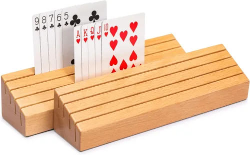 Vista 11 de Yellow Mountain Imports Juego de 2 organizadores de tarjetas de madera de haya maciza de tamaño estándar