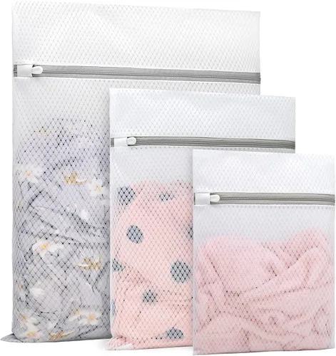 Vista 8 de Muchfun 3 bolsas duraderas de malla de diamante para lavandería, para prendas delicadas, 12 x 16 pulgadas (3 medianas)