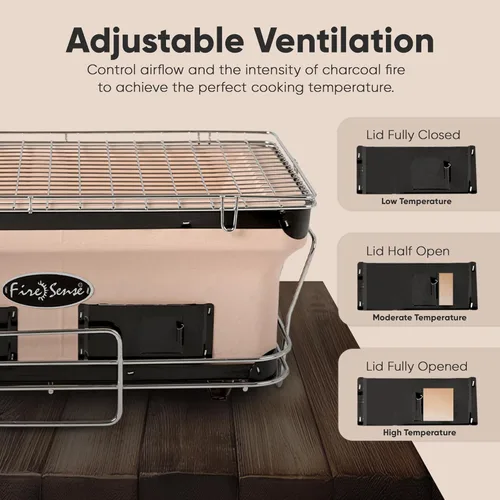 Vista 2 de Parrilla a carbón a carbón de leña de Fire Sense para hacer yakitori, L, Bronceado