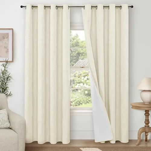 Vista 15 de Cortinas Opacas de Lino Azul Bebé para Guardería de 40 Pulgadas de Largo, 2 Paneles, Cortinas Cortas con Aislamiento Térmico Boho de Bloqueo Total