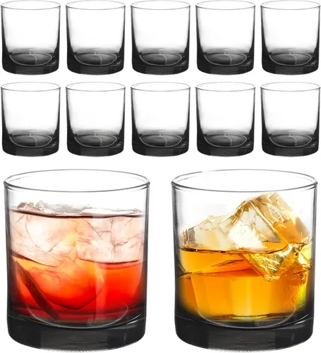 DISCOUNT PROMOS Lexington Rocks Vaso de Whiskey 10.5 oz, Juego de 12, Paquete a Granel - Perfecto para Scotch, Bourbon, Whiskey, Cóctel - Negro