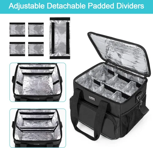 Vista 3 de Trunab Bolsa médica aislada con divisores ajustables, suministros para medicamentos, bolsa resistente al agua para el hogar, viajes, campamento