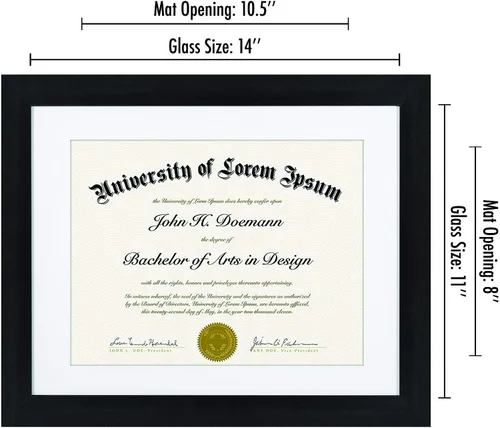 Vista 2 de Americanflat Marco de diploma de 11 x 14 pulgadas con vidrio inastillable, juego de 2 unidades, para uso como marco de 8.5 x 11 pulgadas