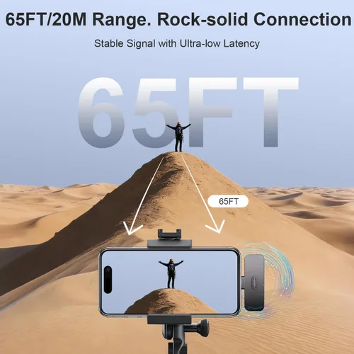 Vista 6 de Paquete de 2 micrófonos inalámbricos mini Lavalier de solapa para iPhone, teléfono Android (2 en 1) - micrófonos duales inalámbricos con clip de 65