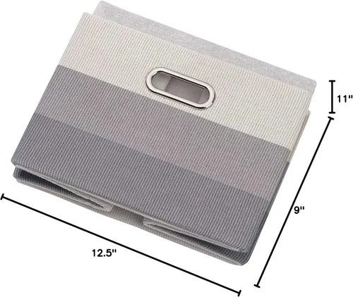 Vista 5 de Lambs & Ivy Cubo de almacenamiento/cesta plegable gris Ombre