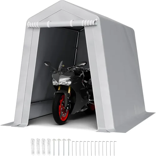 VEVOR Cobertizo Tienda de Almacenamiento Exterior Portátil Resistente de 6 x 8 x 7 pies, Refugio de Cochera Garaje Impermeable con Puerta Enrollable