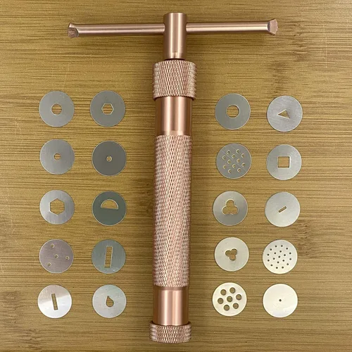 Vista 3 de Extrusora de fondant con 20 discos, extrusora de pasta de azúcar, extrusora de arcilla, juego de herramientas de decoración de pasteles