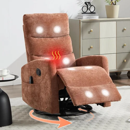 Vista 11 de Luxlen Silla reclinable giratoria manual con masaje, deslizador reclinable sobrerelleno con masaje por vibración y calor para guardería, sala