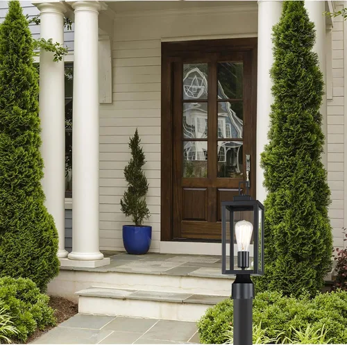 Vista 6 de WISBEAM Luz de poste para exteriores, linterna de poste, base E26 de 60 W máximo, carcasa de metal más vidrio, calificación ETL, bombillas