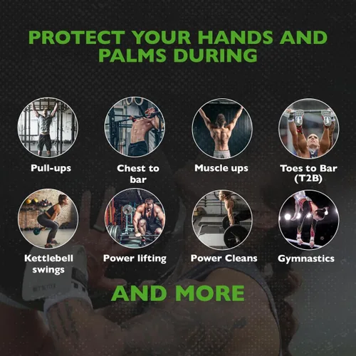 Vista 5 de Bear KompleX 3 Hole Pinnacle Hand Grips for Workouts, Pull-ups, Weightlifting, WOD Gymnastics, Crosstraining Palm Grips with Wrist Wraps, Hand