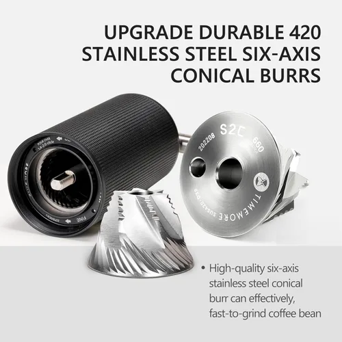 Vista 3 de TIMEMORE Molinillo de café manual de acero inoxidable con mango plegable, color castaño, C3 ESP PRO, ajuste interno ajustable, doble rodamiento