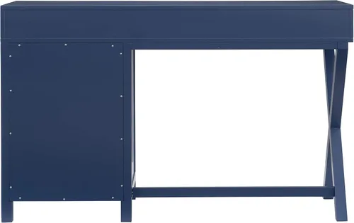 Vista 4 de Linon Sadie - Escritorio de almacenamiento lateral clásico moderno azul marino