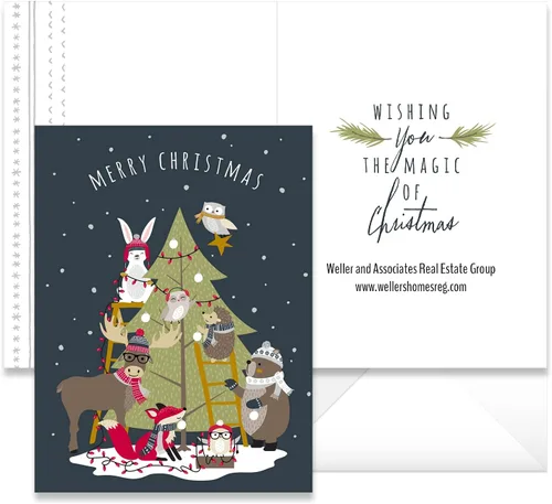 Vista 11 de Canopy Street Tarjetas navideñas de animales del bosque, 36 tarjetas con sobres blancos, 6 diseños de animales del bosque de invierno, versos