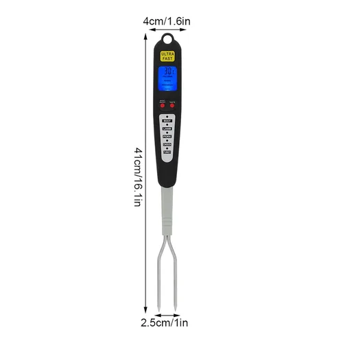 Vista 9 de Termómetro digital para carne, tenedor de carne, con pantalla LED de doble sonda y sondas de acero inoxidable para carne y pollo, alimentos a