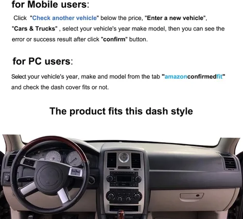 Vista 2 de Funda para salpicadero con alfombrilla de ajuste personalizado para Chrysler 300 300C 2005-2010, protector de almohadilla para tablero de color gris