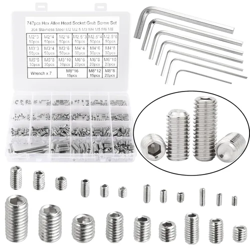 Vista 12 de 440 piezas de 22 tamaños, 4#-40 a 1/4 "-20 estándar SAE Allen cabeza hexagonal Tornillos de cabeza hexagonal, juego de tornillos hexagonales