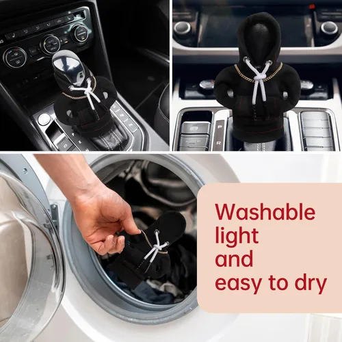 Vista 4 de Yajeea Sudadera con Capucha para Palanca de Cambios de Coche, Graciosa Sudadera Mini para Decoración de Coche, Cubierta Universal y Cálida para Pomo