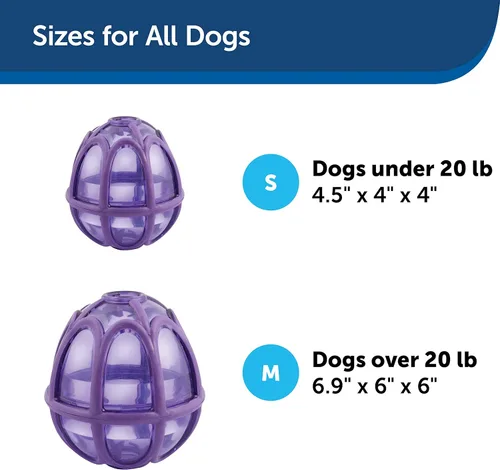 Vista 6 de PetSafe Busy Buddy Kibble Nibble juguete para perro dispensero de comida, S, Púrpura