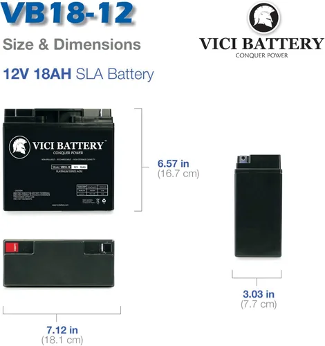 Vista 2 de VICI Battery VB18-12 - Reemplazo de 12V 18AH para Ultra Tech UT12180 12V 18Ah Batería de plomo ácido sellada