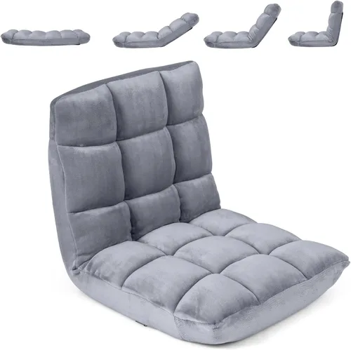 Vista 16 de COSTWAY Silla de Gaming Ajustable, Sillas de Gaming con Soporte para la Espalda, Marco de Acero Aleado, Forro Polar Coral Suave, Sofá Perezoso