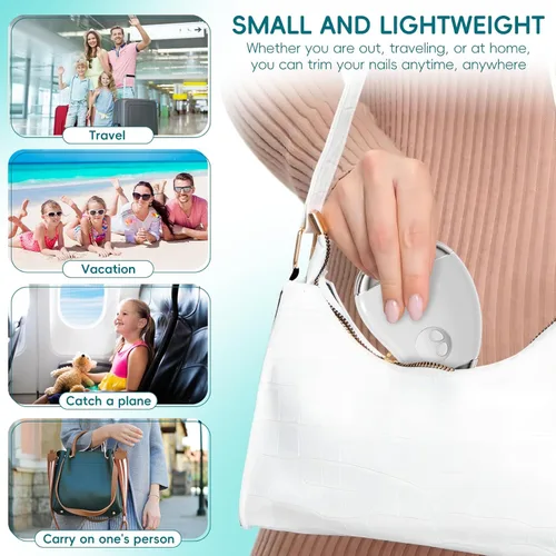 Vista 6 de Cortauñas eléctrico automático con luz LED y lima de uñas, pantalla digital LCD de 3 velocidades, almacenamiento de recortes de uñas, recortadora