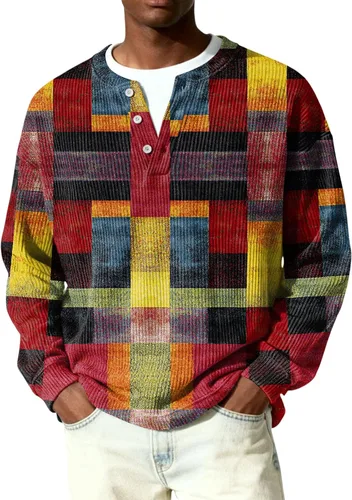 Vista 12 de Camisetas tipo polo de manga larga para hombre, con botones, a rayas, divertidas, de punto, con bolsillo