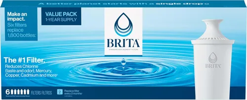 Vista 12 de Brita Standard Water Filter for Pitchers and Dispensers, Reduces Copper, Cadmium and Mercury Impurities, Lasts Two Months or 40 Gallons, Includes 6