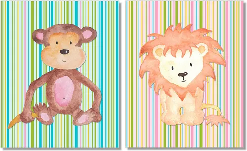 Vista 4 de Baby Safari Animals Art Prints - Nursery Wall Decor - (Set of 6) - 8x10 - Unframed