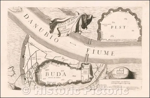 Mapa Histórico - Pianta Di Buda Citta REale nel'' Ungharia Inferiore/Plan de Budapest de Vincenzo Maria Coronelli, 1695, Vincenzo Maria Coronelli -