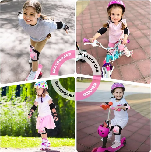 Vista 5 de BOSONER Rodilleras/Coderas/Muñequeras para Niños/Jóvenes de 3-15 Años, Conjunto de Equipo Protector Infantil para Patines, Ciclismo, Bicicleta BMX