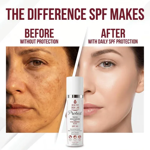 Vista 7 de Healthy Skin Lab Protect - Hidratante tintado y protector solar mineral SPF 50, tinte universal transparente, cobertura ligera, protección UV