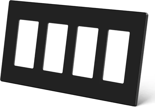 Vista 26 de CML - Placa de pared decorativa negra sin tornillos de 3 segmentos, paquete de 2 cubiertas de receptáculo de salida y placa de interruptor, cara