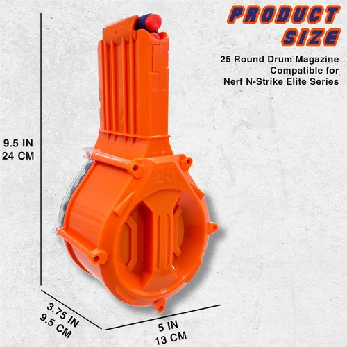 Vista 4 de 25-Round Drum Magazine with 70 Refill Darts Enhanced Performance Accessory Compatible with Nerf N-Strike Elite Series Blasters