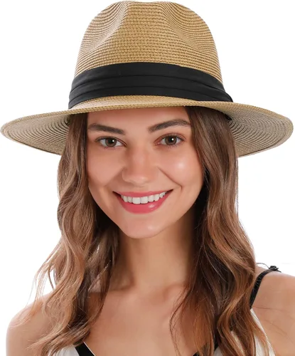 Simplicity Sombrero Panamá de paja de ala ancha para hombre y mujer