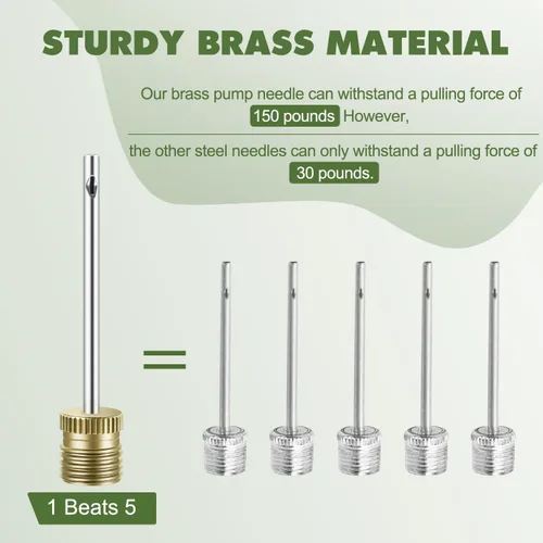 Vista 6 de 20 Pack Brass Ball Pump Needles with Storage Case - Heavy Duty No Break Air Pump Needles for Basketball