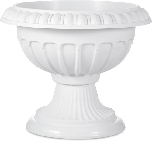 Zhehao 1 maceta clásica de plástico para exteriores, 12 x 10 pulgadas, macetas tradicionales de pedestal para exteriores, jarrones blancos grandes