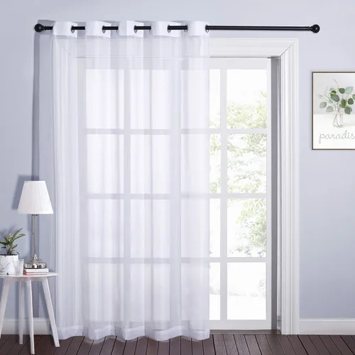 Vista 32 de NICETOWN Cortina para puerta corrediza extra ancha, con ojales en la parte superior, cortina decorativa vertical de gasa transparente, panel