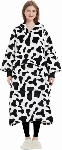 Vista 41 de Manta portátil de sherpa con capucha, para adultos, todos los patrones, de gran tamaño, sudadera con bolsillos