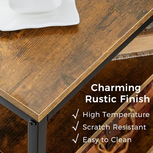 Vista 4 de Mesas auxiliares para sala de estar - Mesa auxiliar pequeña para espacios pequeños - Mesa auxiliar delgada con estante de almacenamiento - Mesita