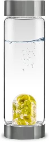 Vista 10 de VitaJuwel ViA LOVE - Botella de agua de cristal con cuarzo rosa y granate