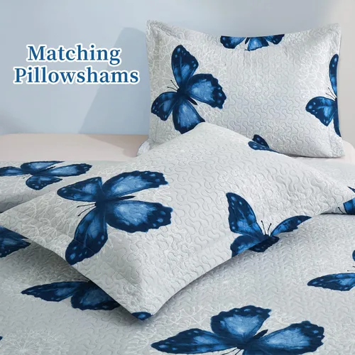 Vista 6 de ARTALL - Juego de edredón de 2 piezas con estampado de mariposas, de microfibra suave y ligera, colcha para cama, manta con funda de almohada