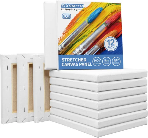 Vista 24 de FIXSMITH Lienzo blanco estirado de 12 x 16 pulgadas, paquete a granel de 8, imprimado, 100 % algodón, perfil de 5/8 pulgadas, paquete de gran valor
