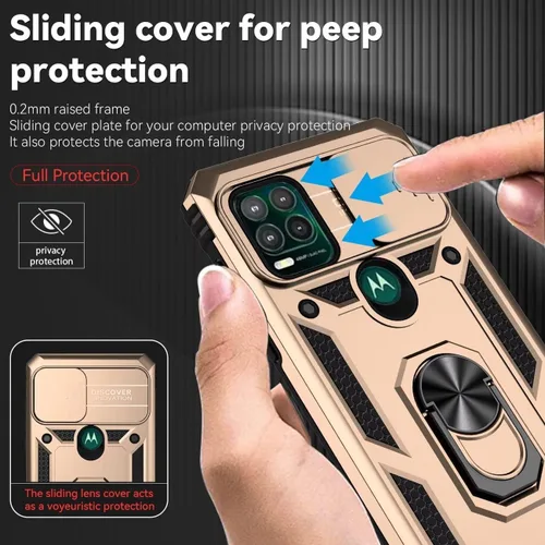Vista 2 de Funda para Moto G Stylus 5G 2021/Motorola G Stylus 5G 2021 XT2131 con protector de pantalla de vidrio templado y funda para cámara deslizante, funda