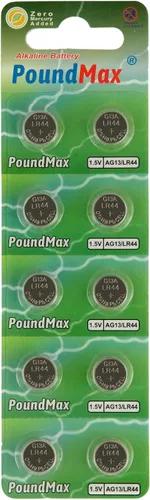 Vista 7 de PoundMax 10 x AG13 LR44 1.5 V Batería de botón de celda alcalina
