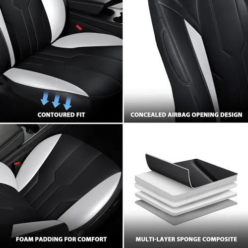 Vista 2 de Juego completo de fundas de asiento de coche para Tesla Model Y, fundas de asiento 2024 2023 2022 2021 2020, protector de asiento de cuero napa 360