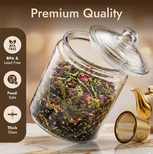 Vista 9 de Tarro de cristal para galletas de 1 galón con tapa, tarro de vidrio con tapa, recipiente hermético de almacenamiento de alimentos para galletas