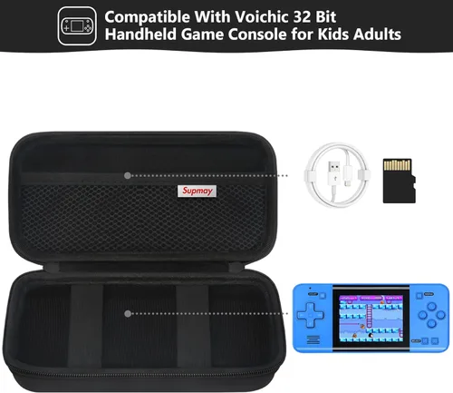 Vista 2 de Supmay Carrying Case Compatible with Voichic 32 Bit Handheld Game Console for Kids Adults, Preloaded 135 Retro Portable Gaming Player Storage Holder