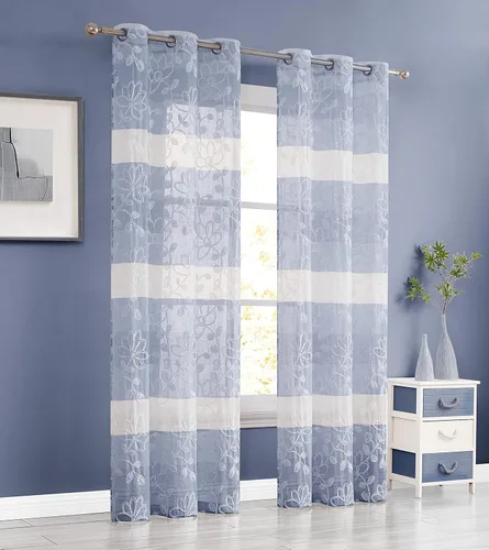 Vista 7 de Dainty Home Caroline - Par de paneles de ventana de chenilla bordados florales de 76 x 84 pulgadas, color plateado